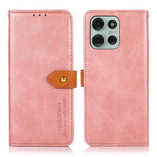 Funda de Cuero con Tapa para Motorola Moto G75 5G Khazneh (Oro Rosa)
