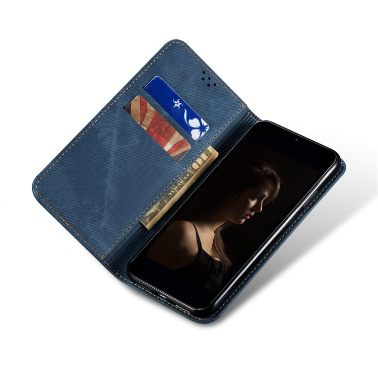 Funda de Cuero con Textura Vaquera para Huawei Nova 13 Pro 5G (Azul)