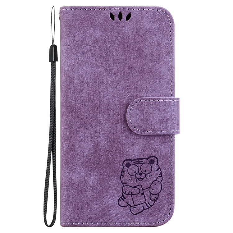Funda de Cuero En Relieve Little Tiger para Huawei P Smart Z (Púrpura)