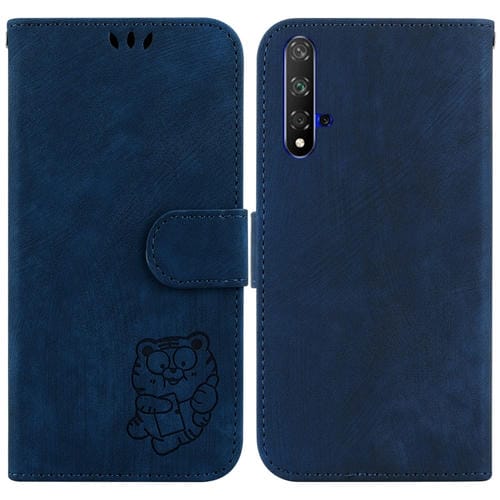 Funda para Huawei Nova 5T Honor 20 de Cuero con Relieve Little Tiger (Azul Oscuro)