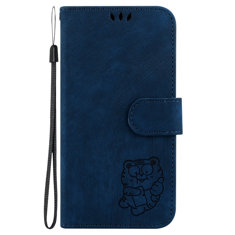 Funda para Teléfono Tecno Pova 3 Le7 Cuero con Relieve Little Tiger (Azul Oscuro)