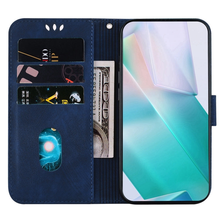 Funda para Teléfono Tecno Pova 3 Le7 Cuero con Relieve Little Tiger (Azul Oscuro)