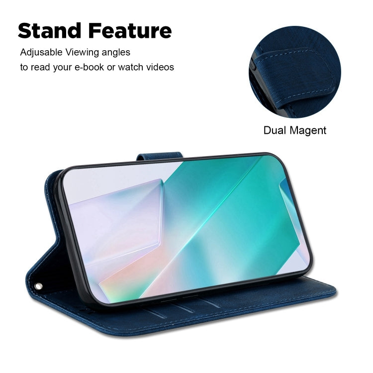 Funda para Teléfono Tecno Pova 3 Le7 Cuero con Relieve Little Tiger (Azul Oscuro)