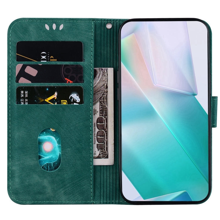 Funda Cuero En Relieve para Tecno Pova 2 Little Tiger para Teléfono (Verde)