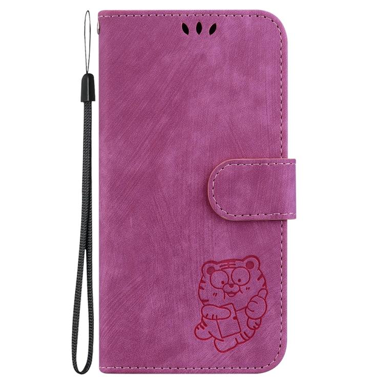 Funda de piel con relieve de tigre para Tecno Spark 30 4G (rosa)