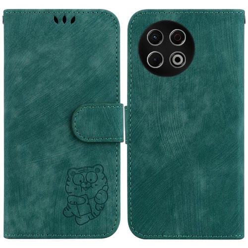 Funda de piel con relieve de tigre para Tecno Spark 30 Pro (verde)