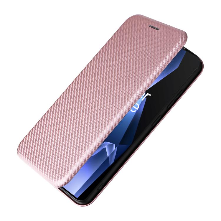 Funda de Cuero con Tapa y Textura de Fibra de Carbono para OnePlus Ace 5 Pro (Rosa)