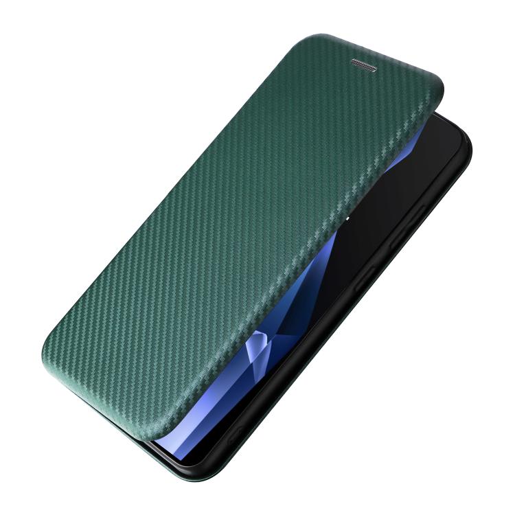Funda de Cuero con Tapa y Textura de Fibra de Carbono para OnePlus Ace 5 Pro (Verde)