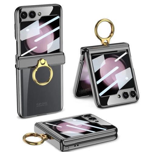 Estuche Giratorio Magnético para Samsung Galaxy Z Flip5 Gkk con Soporte para Anillo (Negro)