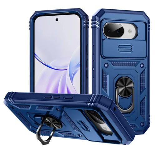 Funda para Teléfono Google Pixel 9A TPU + PC con Soporte y Protección Deslizante (Azul)