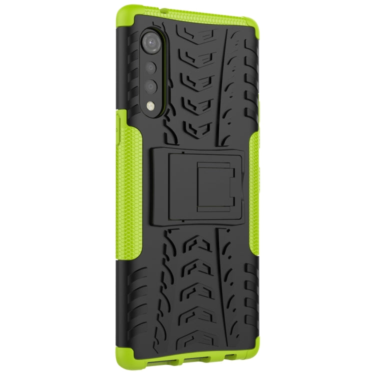 Funda Protectora para LG Velvet TPU + PC a Prueba de Golpes con Soporte (Verde)