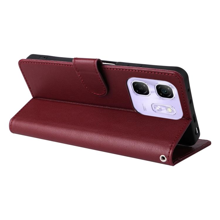 Funda de Cuero Multifuncional para Infinix Hot 50I 4G y Smart 9 4G con 3 Ranuras (Rojo Vino)