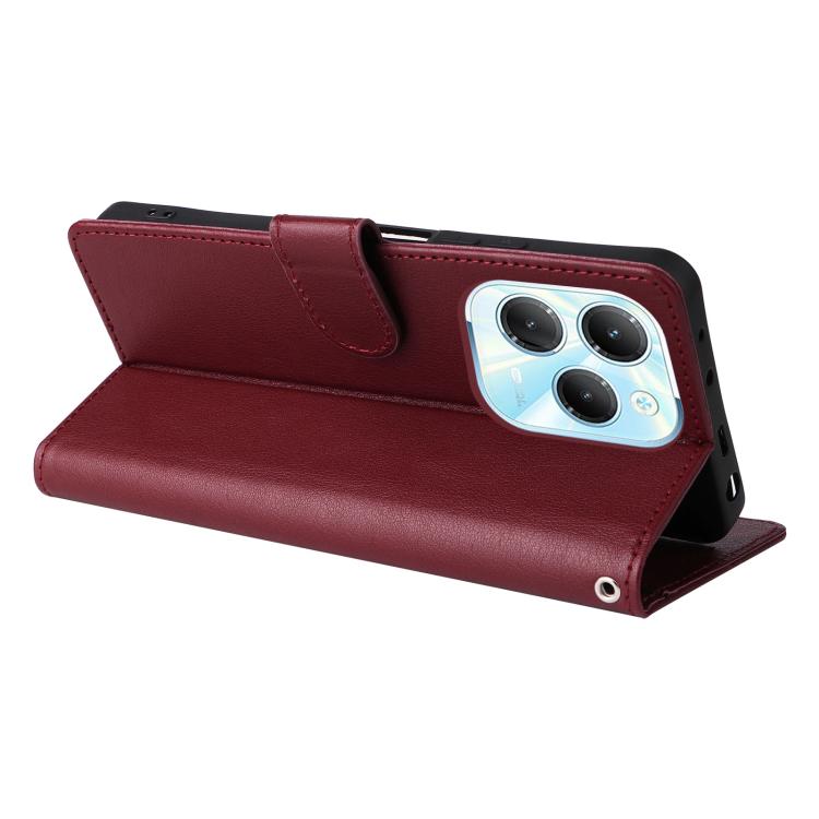 Funda de cuero multifuncional con 3 ranuras para tarjetas para Infinix Hot 40/40 Pro (rojo vino)