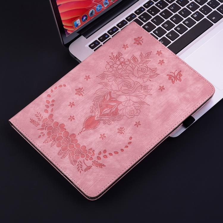 Funda de cuero con relieve mariposa rosa para Redmi Pad 2 / Redmi Pad SE 11 2025 (rosa)