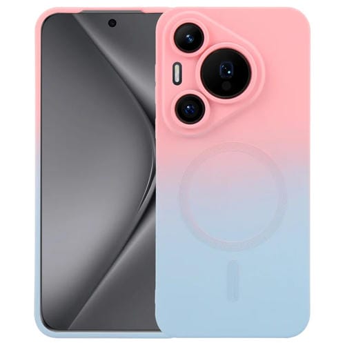 Funda para Teléfono Huawei Pura 70 Pro Silicona Líquida Degradado y Magsafe (Rosa y Azul)