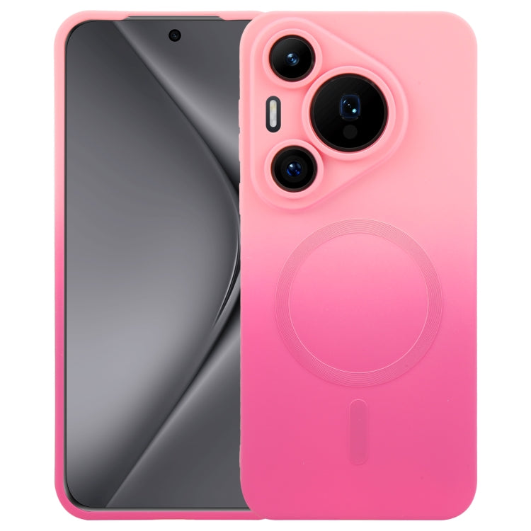 Funda para Teléfono Huawei Pura 70 Pro de Silicona Líquida con Degradado Magsafe (Rosa y Rojo)