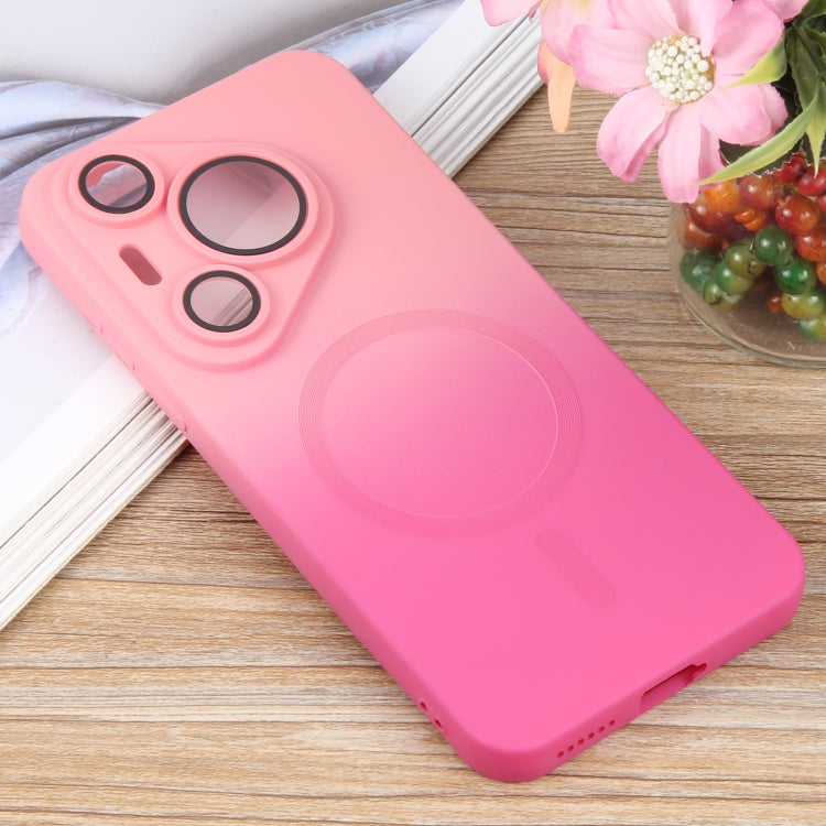 Funda para Teléfono Huawei Pura 70 Pro de Silicona Líquida con Degradado Magsafe (Rosa y Rojo)