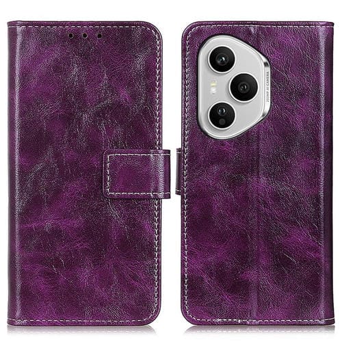 Funda de cuero con tapa y textura retro Crazy Horse para Honor 400 Pro Global (160,8 mm) (morado)