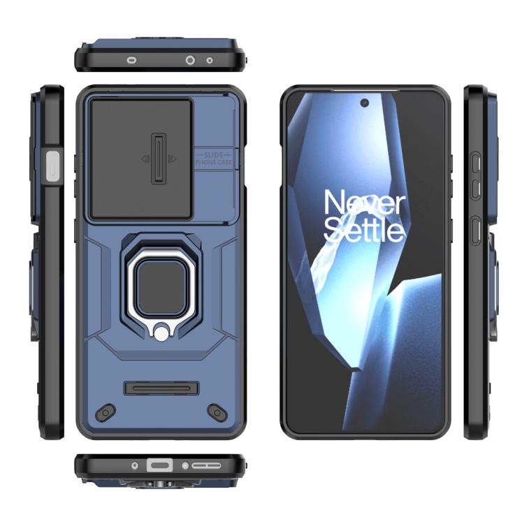 Funda para Teléfono OnePlus Ace 5/Ace 5 Pro con Soporte y Carcasa Deslizante TPU y PC (Azul)