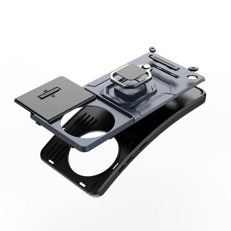 Funda para Teléfono OnePlus Ace 5/Ace 5 Pro con Soporte y Carcasa Deslizante TPU y PC (Azul)