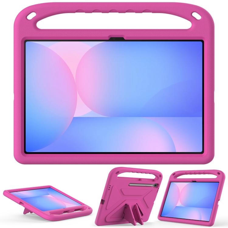 Funda de EVA a prueba de golpes con asa y soporte para Samsung Galaxy Tab S10 FE+ (rosa y rojo)