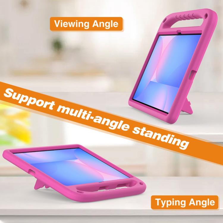 Funda de EVA a prueba de golpes con asa y soporte para Samsung Galaxy Tab S10 FE+ (rosa y rojo)