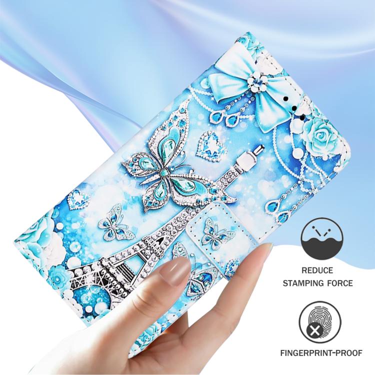 Funda de Cuero Huawei Nova 13/Nova 12 con Patrón de Dibujo Mariposa en Forma de Torre
