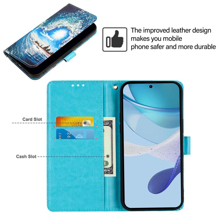 Funda de Cuero para Huawei Nova 13 Pro con Patrón de Dibujo de Colores (Ondas y Sol)