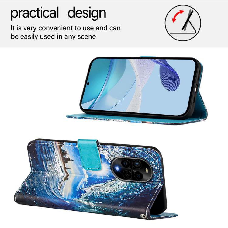 Funda de Cuero para Huawei Nova 13 Pro con Patrón de Dibujo de Colores (Ondas y Sol)