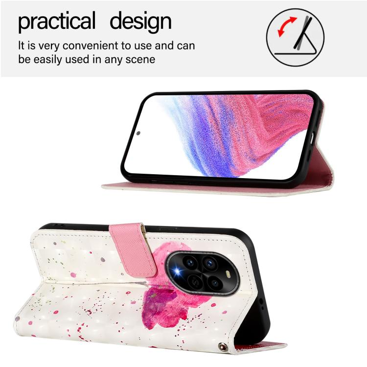 Funda de Cuero con Tapa Horizontal y Pintura 3D para Huawei Nova 13 Pro (Flor)