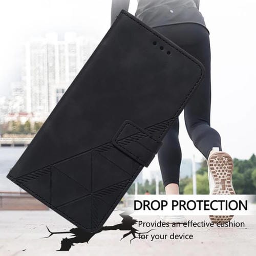 Funda de cuero con relieve 3D para Motorola Moto G15 Power (negra)