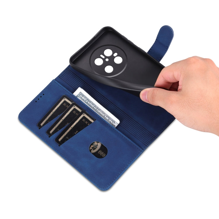 Funda Piel Sintética con Tapa y Textura Becerro para Huawei Mate 70 Azns (Azul)