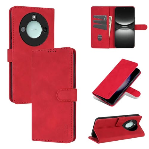 Funda Piel Sintética con Tapa para Honor X60 Azns (Rojo) Textura Piel de Becerro