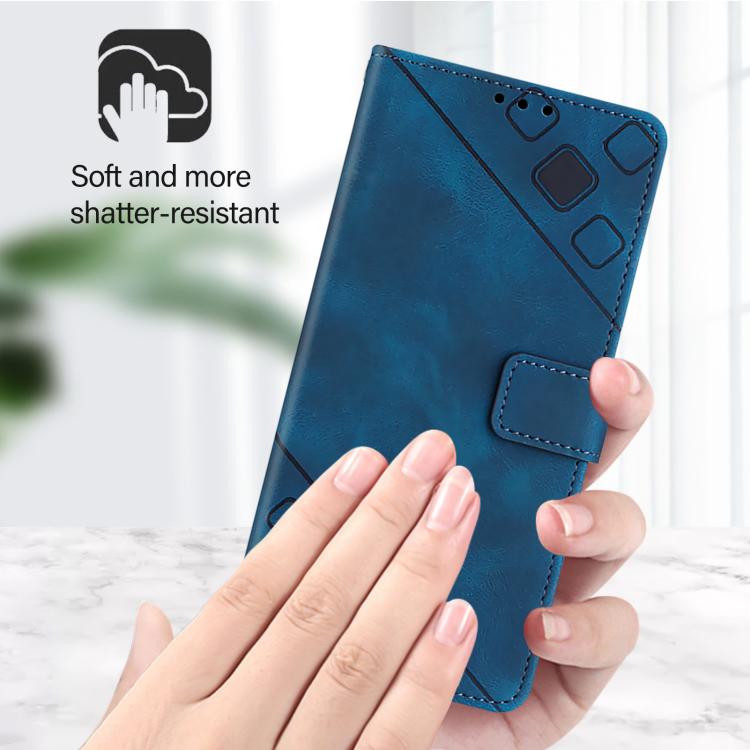 Funda de Piel con Relieve para Teléfono Huawei Nova 13 Pro (Azul)