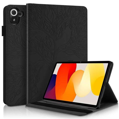 Funda de cuero con relieve para tableta Xiaomi Redmi K Pad Tree Life Series (negra)
