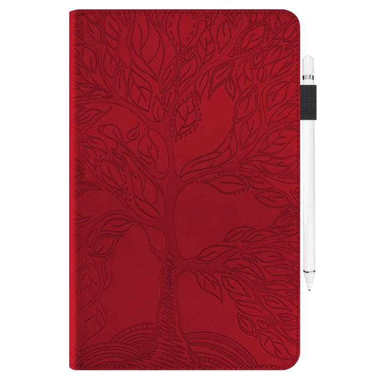 Funda de cuero con relieve para tableta Xiaomi Redmi K Pad Tree Life Series (roja)