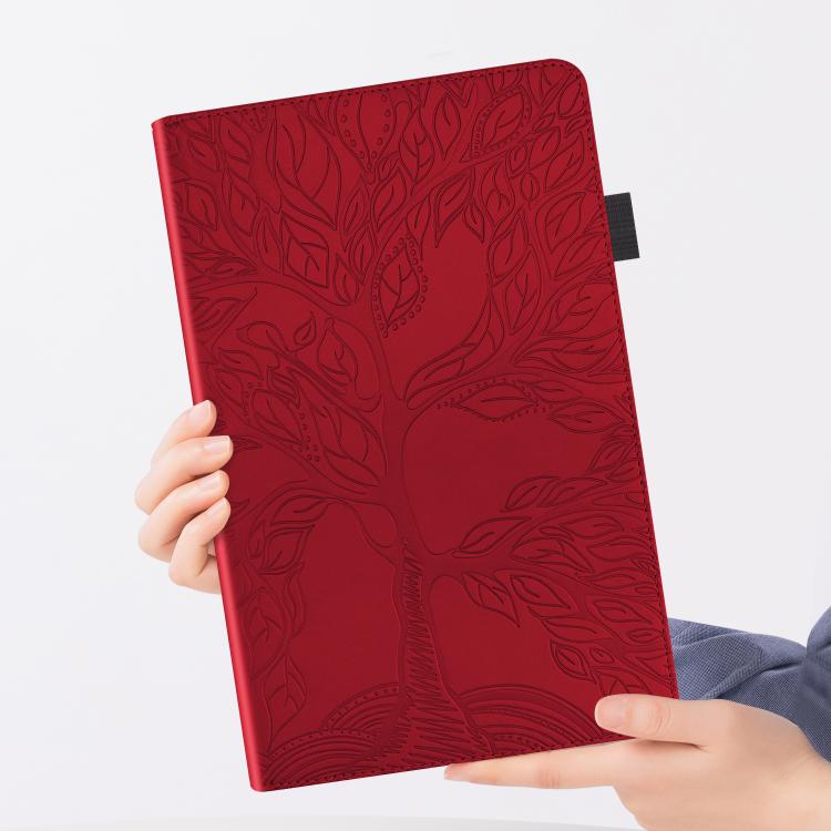 Funda de cuero con relieve para tableta Xiaomi Redmi K Pad Tree Life Series (roja)