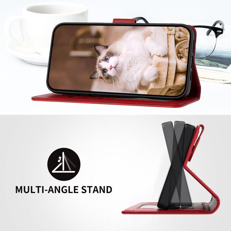 Funda de Piel con Dibujos de Gatos para iPhone 16E (Roja)