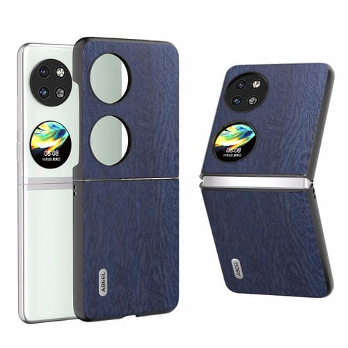 Funda para Huawei P60 Pocket Abeel PU con Textura de Madera (Azul)