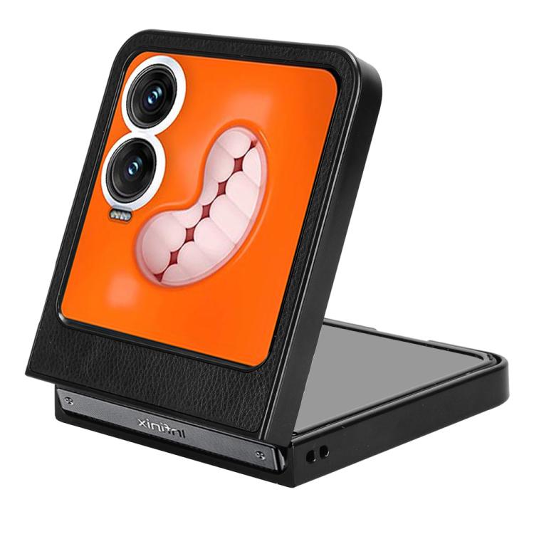 Funda Trasera para Tecno Phantom V Flip2 con Textura de Lichi (Negra)