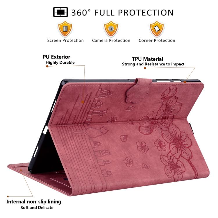 Funda de cuero con relieve de gato Sakura para Xiaomi Redmi K Pad (roja)