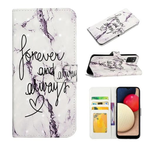 Funda de Cuero Samsung Galaxy A02S 164mm Dibujo 3D en Relieve al Óleo (Palabras de Mármol)