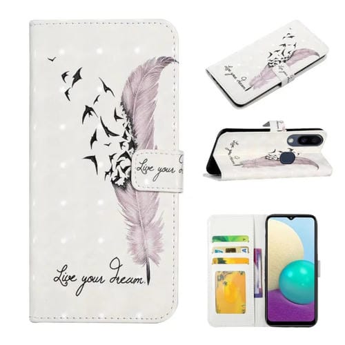 Funda para Teléfono Samsung Galaxy A20E Cuero Dibujo 3D Relieve al Óleo (Pluma)