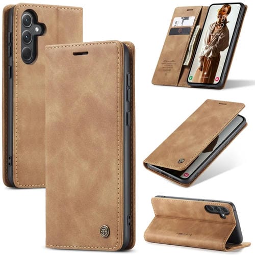 Funda para Teléfono Caseme 013 Samsung Galaxy A35 5G Cuero Tapa Horizontal Multifuncional (Marrón)
