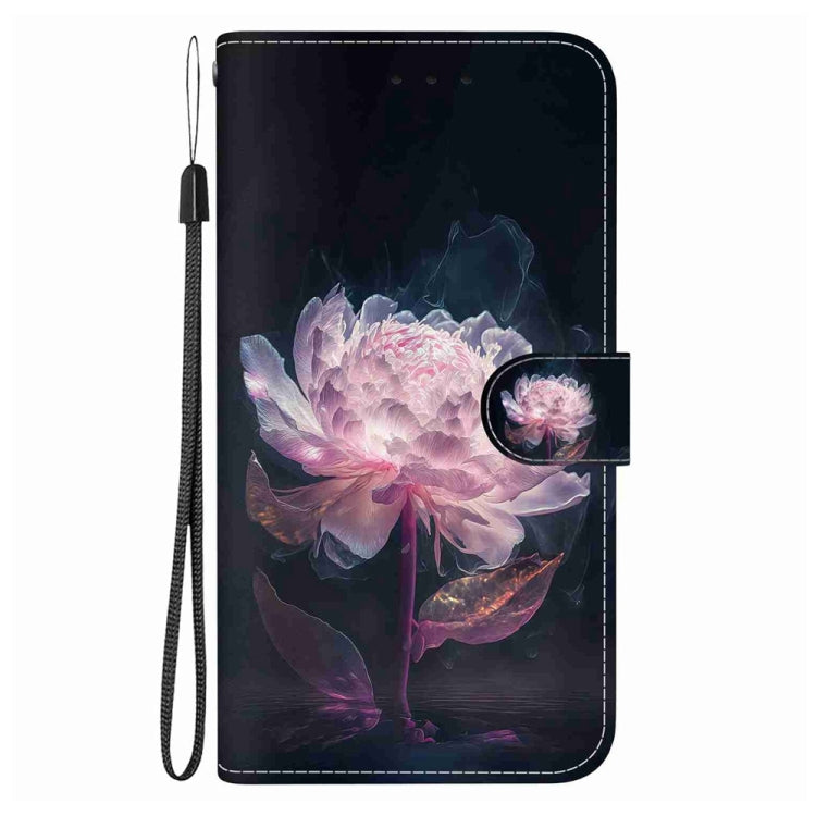 Funda Cuero Tecno Spark Go 1 Pop 9 Pro Dibujo Colores Textura Cristal (Peonía Morada)