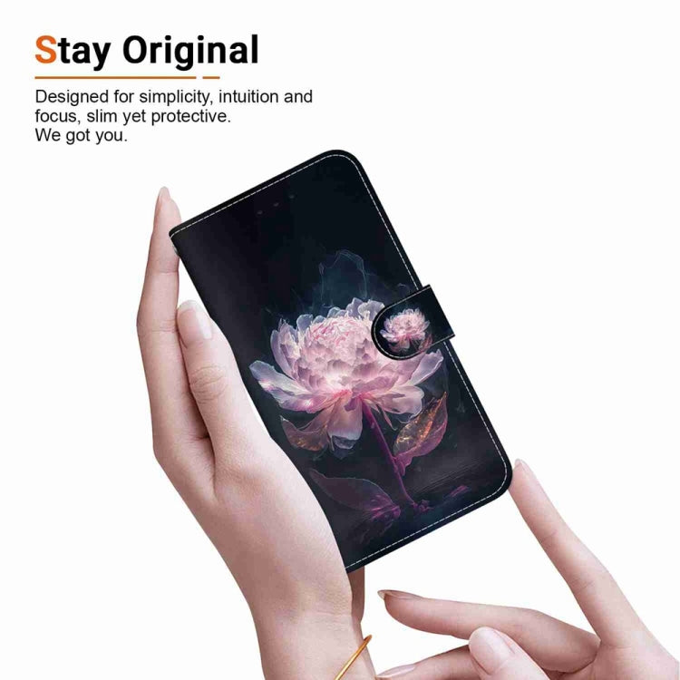 Funda Cuero Tecno Spark Go 1 Pop 9 Pro Dibujo Colores Textura Cristal (Peonía Morada)