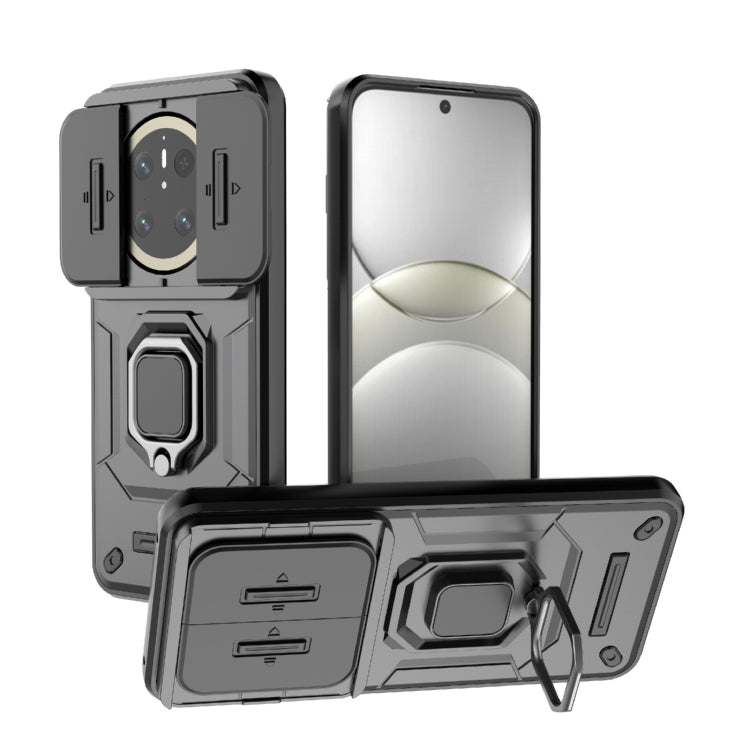 Funda para Teléfono Huawei Mate 70 5G con Soporte y Carcasa Deslizante TPU y PC (Negro)