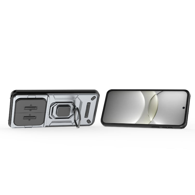 Funda para Teléfono Huawei Mate 70 5G con Soporte y Carcasa Deslizante TPU y PC (Gris)