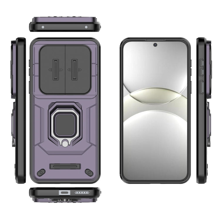 Funda para Teléfono Huawei Mate 70 5G con Soporte y Carcasa Deslizante TPU + PC (Morado)