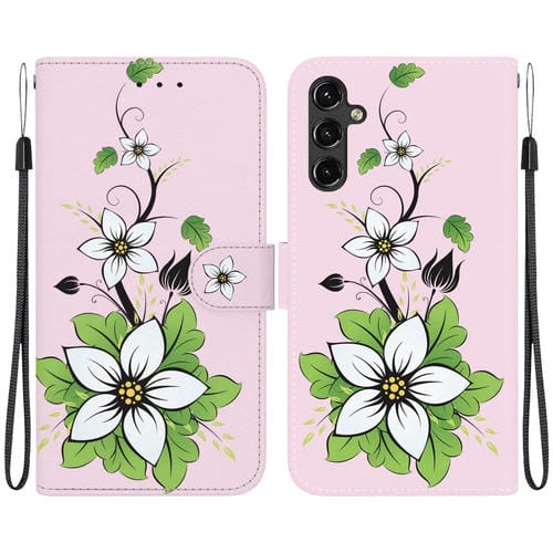 Funda para Teléfono Samsung Galaxy A14 5G Cuero Dibujo Coloreado Textura de Cristal (Lirio)